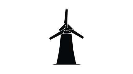 Windmill Silhouette Against A White Background Minimalist Design © Kaium