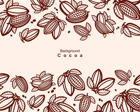 Cocoa beans pattern background set. Collection icon cocoa beans. Vector