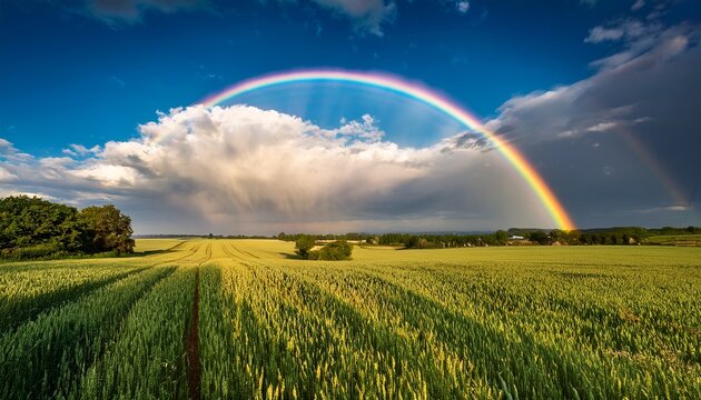 Peaceful Sky With Gentle Clouds And A Double Rainbow Over A Rural Field Creating A Serene And Hopeful Atmosphere Perfect For A Tranquil Moment Photography Mm Lens