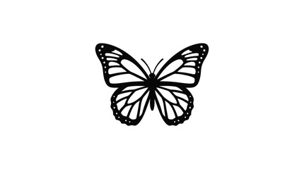 Black butterfly silhouette on a white background delicate wing pattern © Soniya