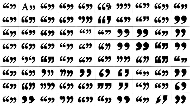 Quotation Marks Collection Pattern with Flowing Variety of Curly and Single Quote Symbols for Typographic Design Concept