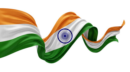 Indian flag ribbon isolated on transparent background © Debashis
