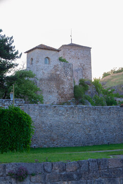 Medieval Kale Fortress Interior with Stone Towers and Walls in Pirot, Serbia at Sunset Light