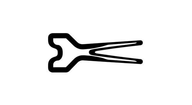 Simple black outline icon of a clothespin on a white background
