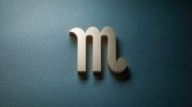 Minimalist Virgo metal symbol displayed on a dark surface in a studio setting