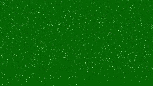 Realistic snow fall seamless loop animation. falling snowflakes isolated on green background. and snowfall for christmas and holiday design, motion graphics, slowly falling snow effect, 4k video
