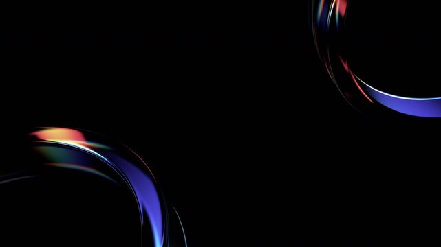 Abstract background animation, glass shapes with color refraction effect, 4k seamless loop video, 3d render