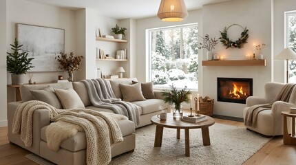 Fototapeta premium Horizontal Cozy Modern Living Room Interior