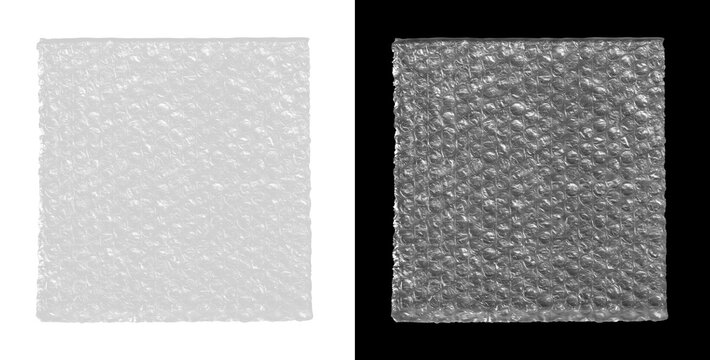 Transparent Bubble Wrap Sheet Packaging Texture. Transparent PNG bubble wrap sheet with glossy air bubbles and wrinkled plastic texture, ideal for packaging, shipping, protective padding. PNG mockup