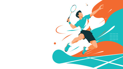 Obraz premium Dynamic abstract tennis player illustration with energetic motion.
