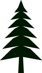 Fototapeta premium Tall Evergreen Pine Tree Forest Element Black Silhouette Vector Graphic Isolated on White