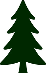 Fototapeta premium Tall Evergreen Pine Tree Forest Element Black Silhouette Vector Graphic Isolated on White