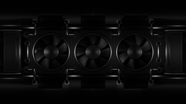 Dark Futuristic Graphic Card Concept with Triple Cooling Fans