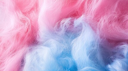 Obraz premium Pastel pink and blue fluffy cotton candy texture, soft dreamy cloud-like abstract background for sweet fantasy design