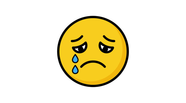 Sad Face Emoji: A classic yellow smiley face illustration conveying sadness and disappointment, with downturned mouth and tearful eyes.