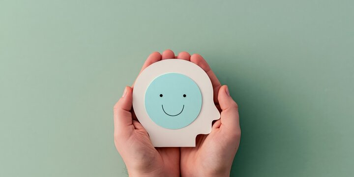 Happiness and mental health concept with human mind care and positive psychology