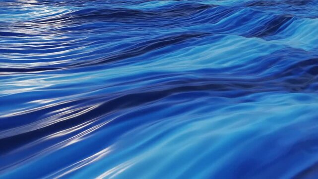 Rhythmic 3D render of abstract blue waves featuring fluid liquid ripples and textured surface patterns in deep navy and bright cyan shades for a flowing aquatic background.