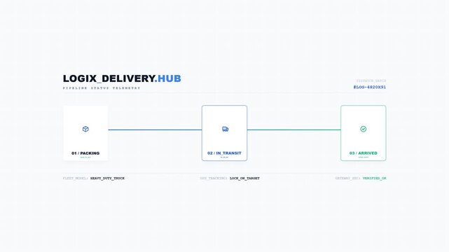 Minimalist delivery hub process flow diagram with icons