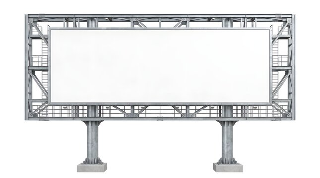 Billboard structure with metal frame and pillars