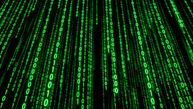 Green digital code matrix background illustration.