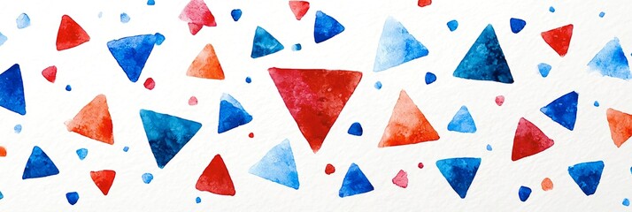 Obraz premium Colorful watercolor triangles create a vibrant and playful background design for independence day