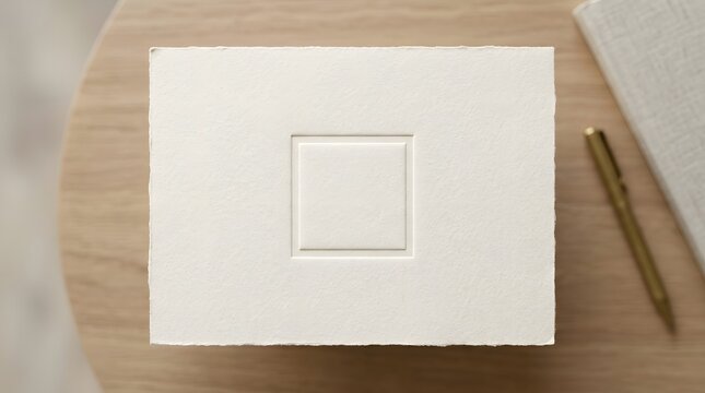 Square indented paper on wooden surface