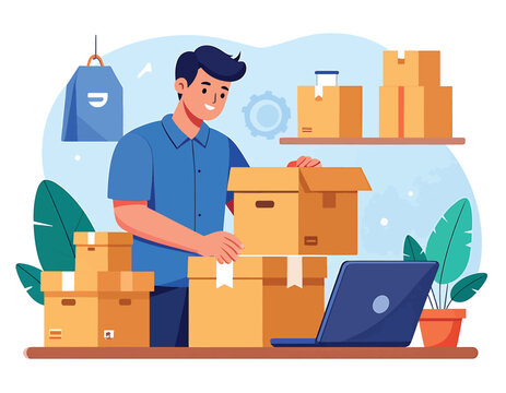 Businessman managing logistics and shipping operations.