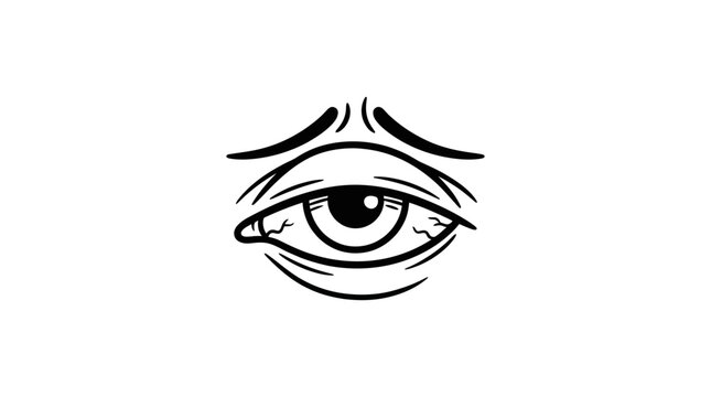 Tired Bloodshot Eye Line Art Illustration