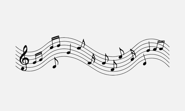 Music notes wave, group musical notes background.