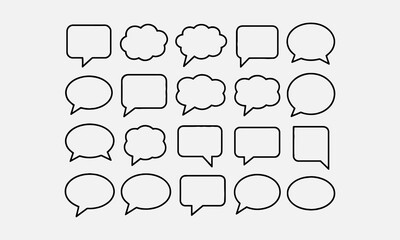 Fototapeta premium Speech bubble silhouette icon set, text box balloon, different empty speech discussion bubble icons, talk cloud bubble collection