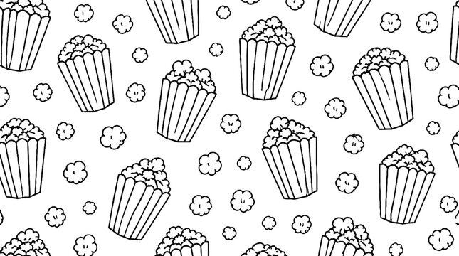 Black and white popcorn and stars pattern design.