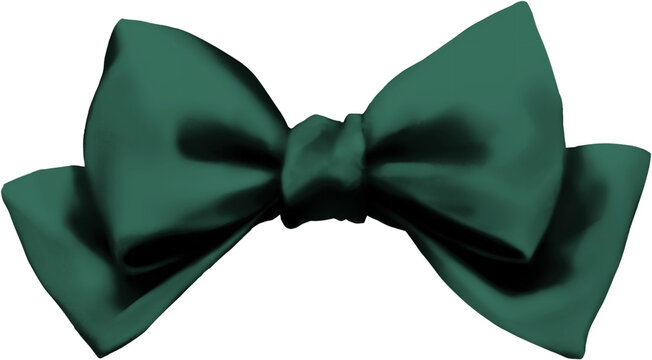 Dark green bow tie elegant formal fashion accessory vector illustration