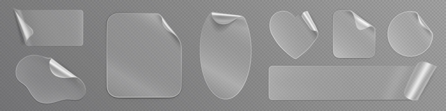 Realistic set of transparent stickers peel off