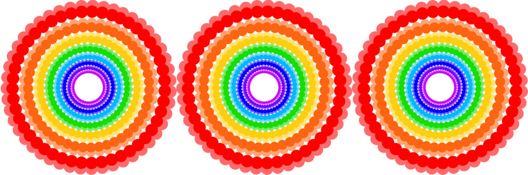 Rainbow Concentric Circle Bubble Frame Set of Three