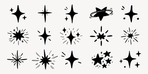 Fototapeta premium Hand-drawn starburst doodle collection vector elements