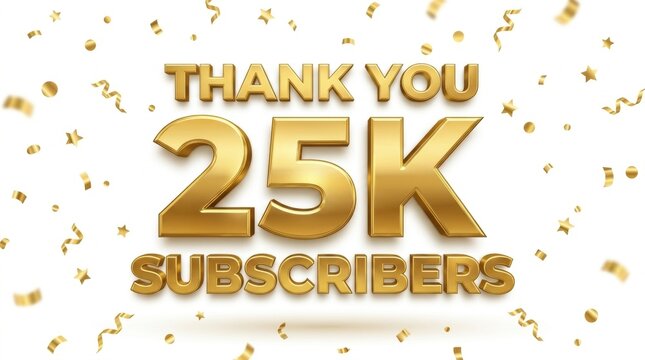 Golden 25k subscribers celebration with confetti