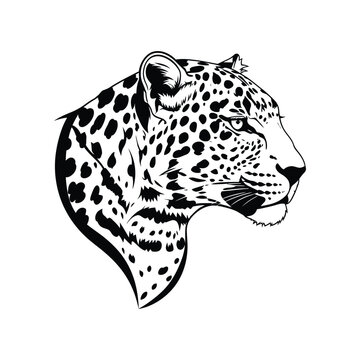 Detailed profile illustration of a majestic leopard head vector design