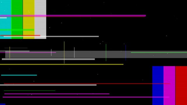 Glitchy techno replica displays colorful distorted lines on screen