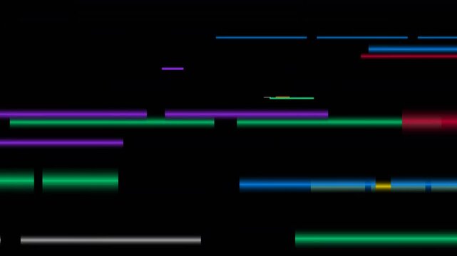 Glitchy tech loop animation appears on black background screen