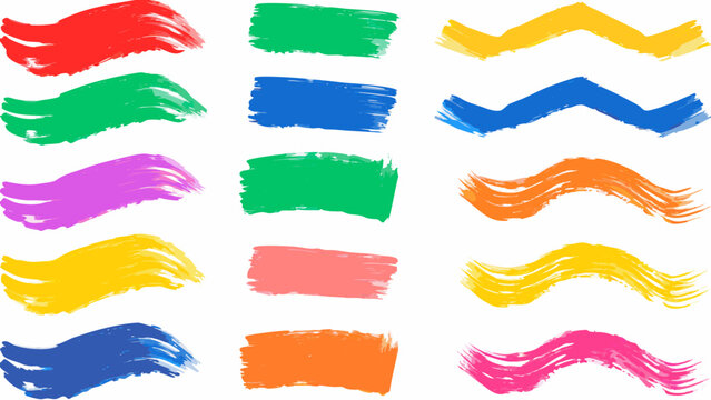 Painterly brush strokes grid colorful vector illustration on white background