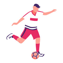 Obraz premium Illustration of a soccer player kicking a ball in action pose transparent background