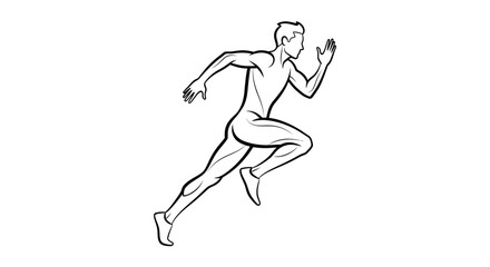 Obraz premium Minimalist line art illustration of a man sprinting fast
