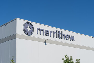 Obraz premium Scarborough, Toronto, Canada - June 27, 2026: Closeup Merrithew logo on the facility building in Scarborough, Toronto, Canada. Merrithew International Inc is a health and fitness company that speciali