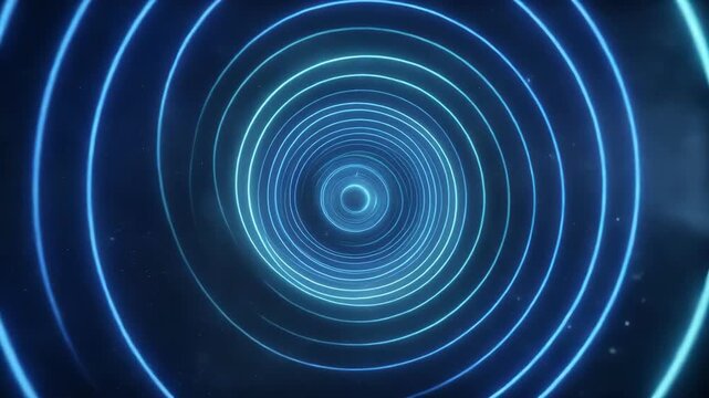 Glowing blue spiral rings forming a tunnel-like vortex in dark space