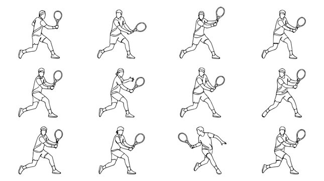 Tennis Player Action Sequence: Forehand and Backhand Strokes