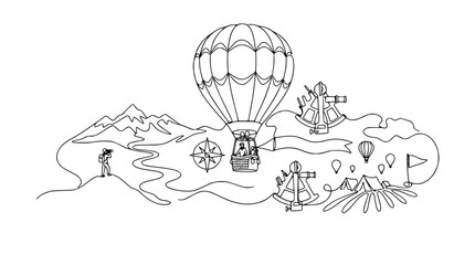 Hot Air Balloon Adventure: Exploration, Travel, Mountains, and Discovery © Tani