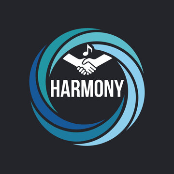 This logo design represents harmony through well-crafted symbols, including joined hands and a musical note, showcasing collaboration and unity in artistic representation.