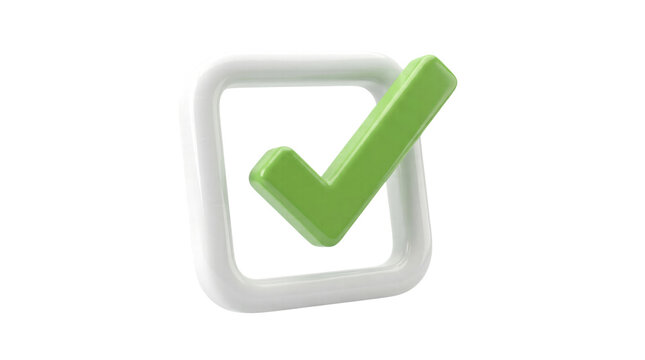 Green checkmark in white checkbox on transparent background