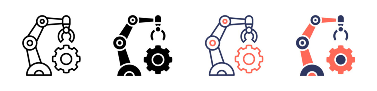 machine icon set multiple style collection
