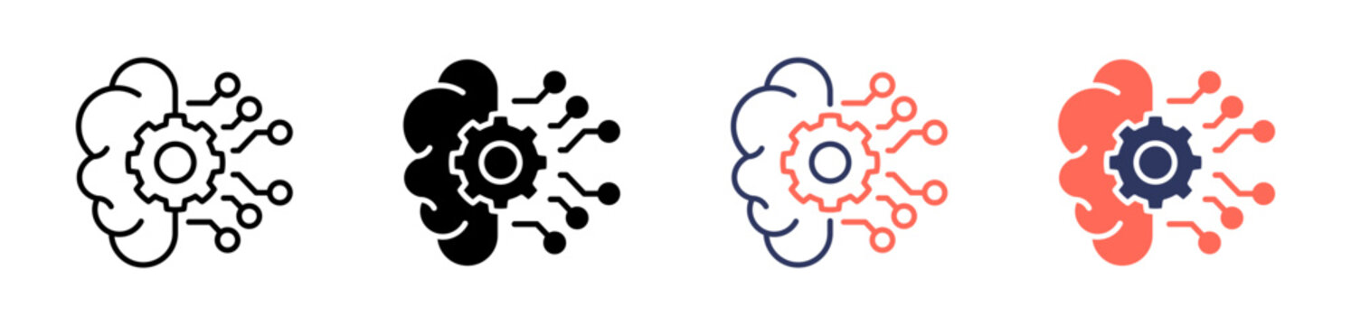 deep learning icon set multiple style collection